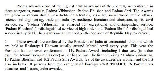 [PDF] Padma Awards 2021 List pdf Download