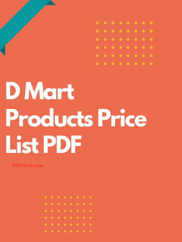 D Mart Products Price List PDF