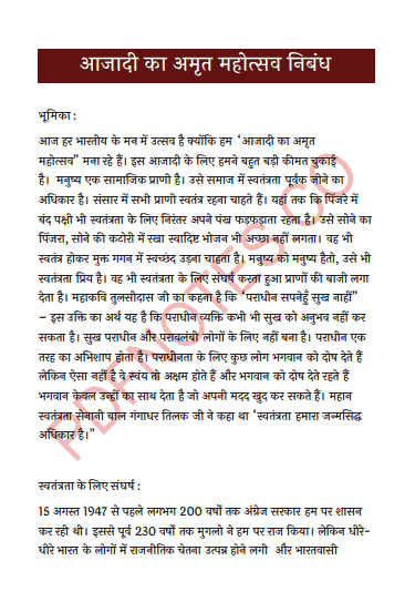 Azadi Ka Amrit Mahotsav Essay PDF