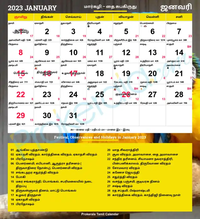 Download PDF of Tamil Calendar 2023 (தமிழ் காலண்டர் 2023)