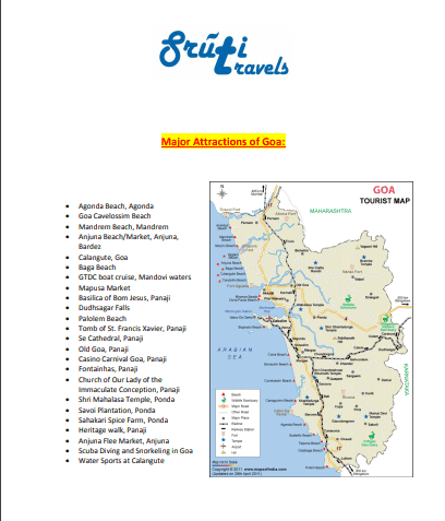 goa map with tourist places