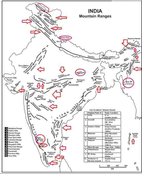 Indian Mountains Map PDF