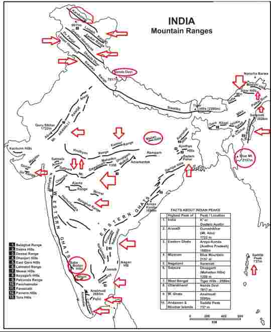 Indian Mountains Map PDF