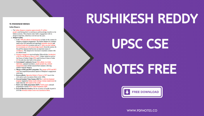 Rushikesh Reddy Complete Notes For UPSC Mains Exam Rank 95, CSE-2020