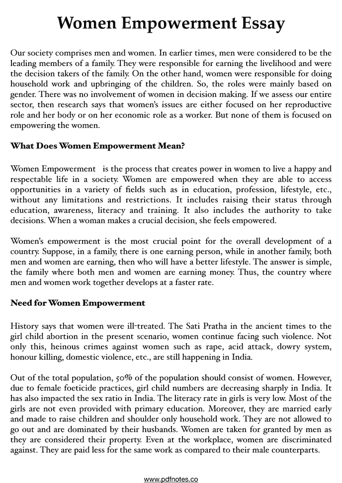 women empowerment essay pdf