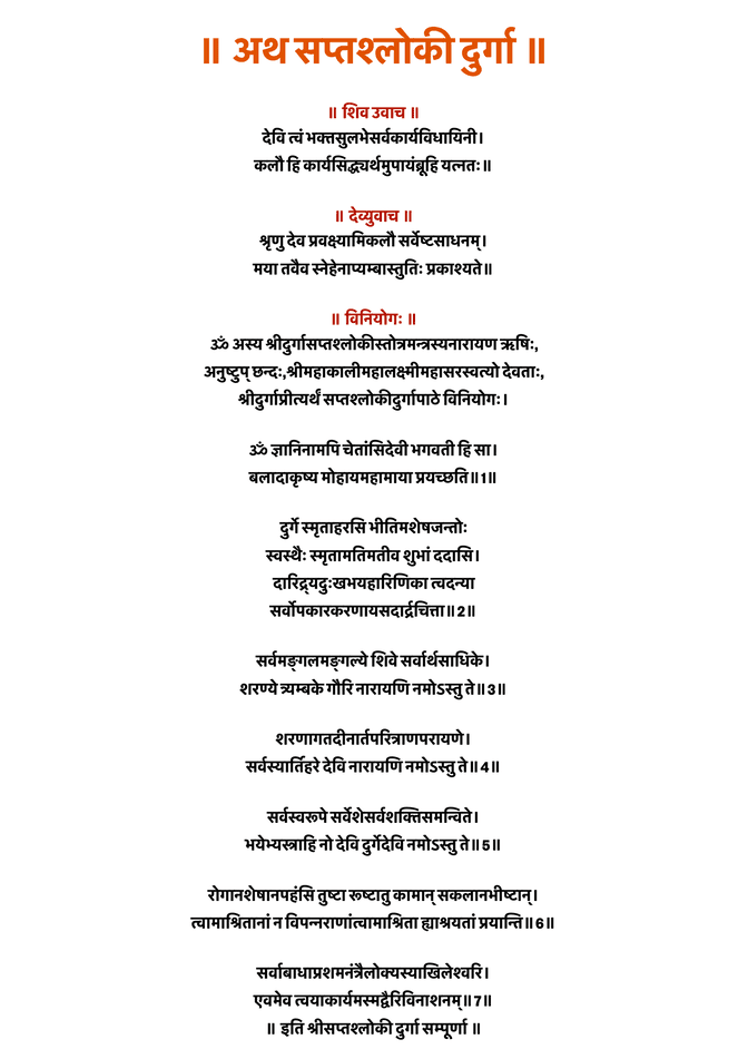 सप्तश्लोकी दुर्गा Saptashloki Durga PDF Lyrics