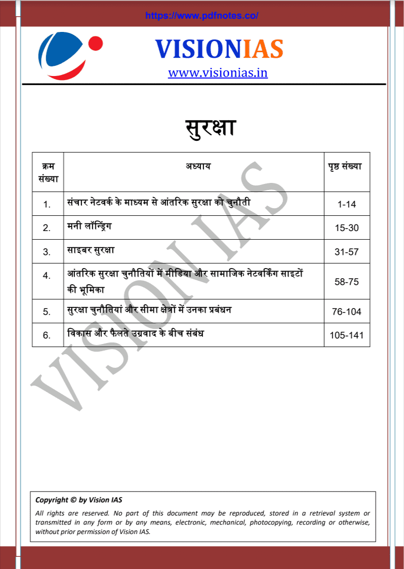 Vision IAS Security (सुरक्षा) Notes in Hindi