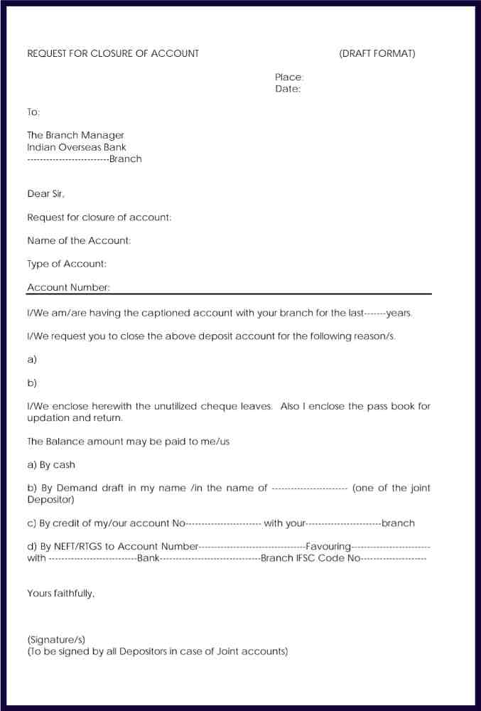 Bank Account Closing Letter PDF