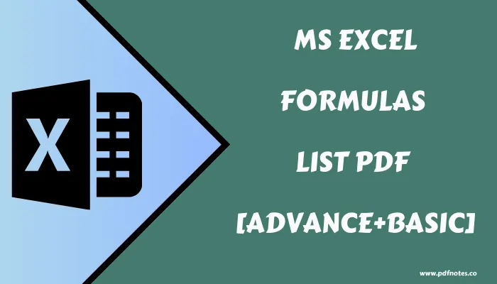 All MS Excel Formulas List PDF [Advance+Basic]
