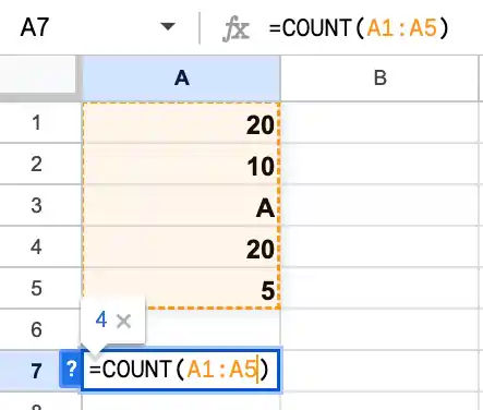MS excel COUNT